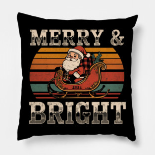 Merry & Bright Vintage Santa Sleigh Pillow