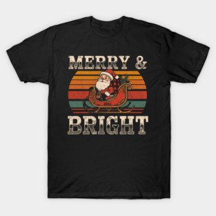 Merry & Bright Vintage Santa Sleigh T-Shirt