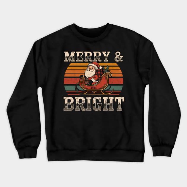 Merry & Bright Vintage Santa Sleigh Crewneck Sweatshirt by Ink Lines