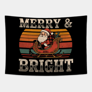 Merry & Bright Vintage Santa Sleigh Tapestry