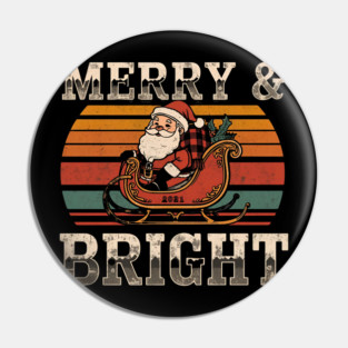 Merry & Bright Vintage Santa Sleigh Pin