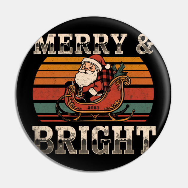 Merry & Bright Vintage Santa Sleigh Pin by Ink Lines
