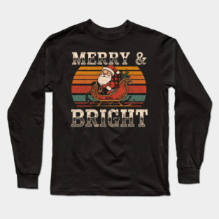 Merry & Bright Vintage Santa Sleigh Long Sleeve T-Shirt