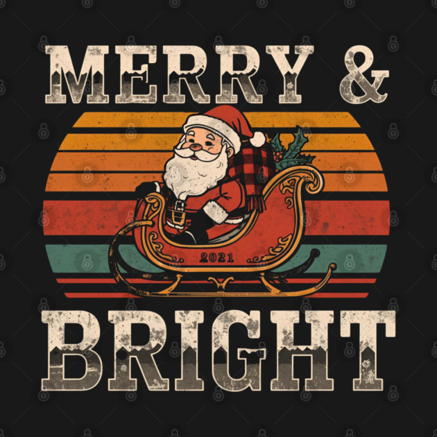 Merry & Bright Vintage Santa Sleigh by Ink Lines