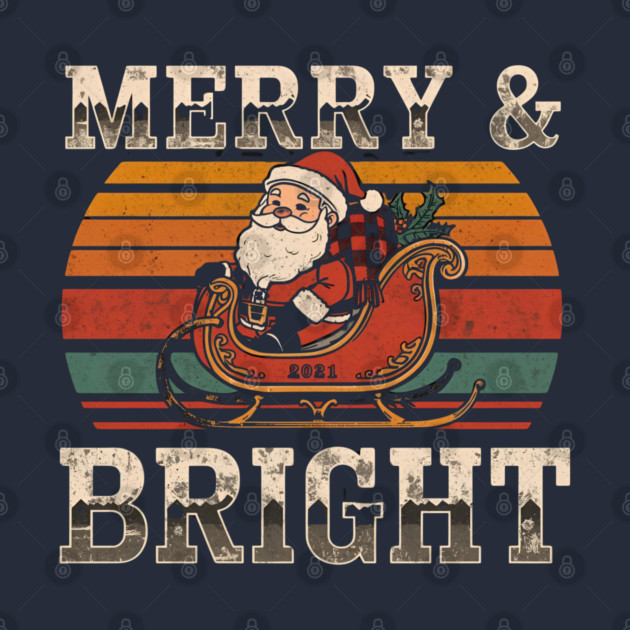 Merry & Bright Vintage Santa Sleigh by Ink Lines