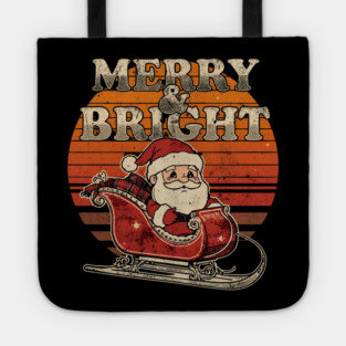 Merry & Bright Retro Striped Santa Sleigh Tote