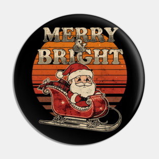 Merry & Bright Retro Striped Santa Sleigh Pin