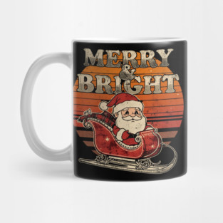 Merry & Bright Retro Striped Santa Sleigh Mug