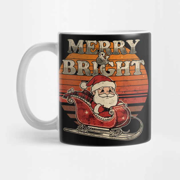 Merry & Bright Retro Striped Santa Sleigh by Ink Lines