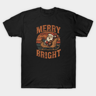 Merry & Bright Grunge Santa Sleigh T-Shirt