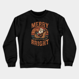 Merry & Bright Grunge Santa Sleigh Crewneck Sweatshirt