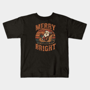Merry & Bright Grunge Santa Sleigh Kids T-Shirt