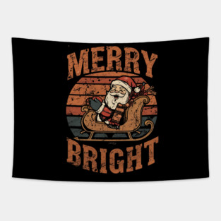 Merry & Bright Grunge Santa Sleigh Tapestry