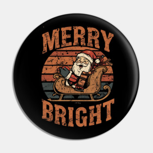 Merry & Bright Grunge Santa Sleigh Pin