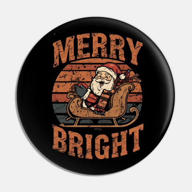 Merry & Bright Grunge Santa Sleigh Pin by Ink Lines