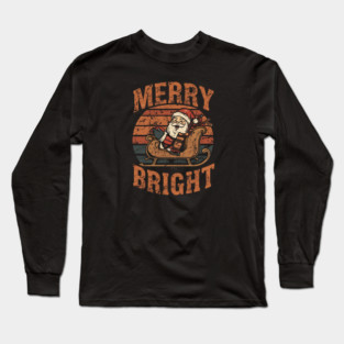 Merry & Bright Grunge Santa Sleigh Long Sleeve T-Shirt
