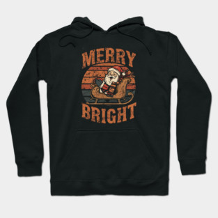 Merry & Bright Grunge Santa Sleigh Hoodie