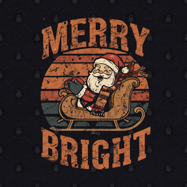 Merry & Bright Grunge Santa Sleigh by Ink Lines