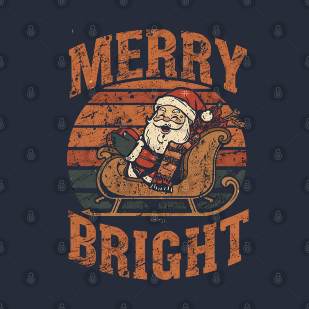 Merry & Bright Grunge Santa Sleigh by Ink Lines