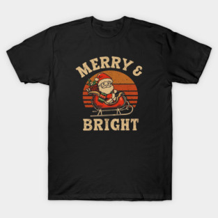 Merry & Bright Retro Santa Plaid Sleigh T-Shirt