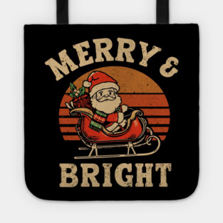 Merry & Bright Retro Santa Plaid Sleigh Tote