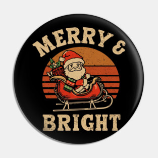 Merry & Bright Retro Santa Plaid Sleigh Pin