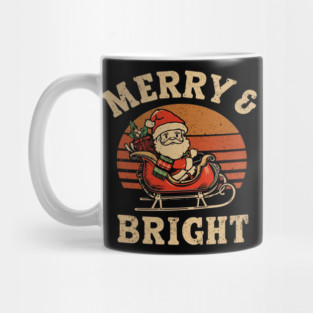 Merry & Bright Retro Santa Plaid Sleigh Mug