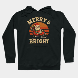 Merry & Bright Retro Santa Plaid Sleigh Hoodie