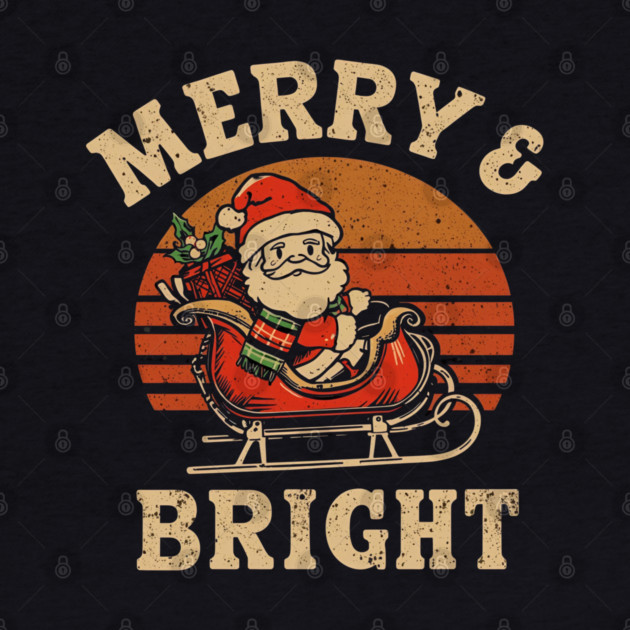 Merry & Bright Retro Santa Plaid Sleigh by Ink Lines