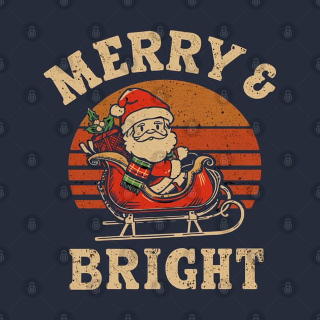 Merry & Bright Retro Santa Plaid Sleigh by Ink Lines
