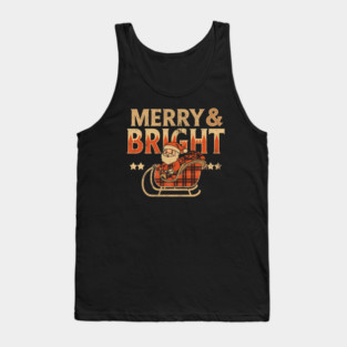Merry & Bright Retro Sunset Santa Sleigh Tank Top