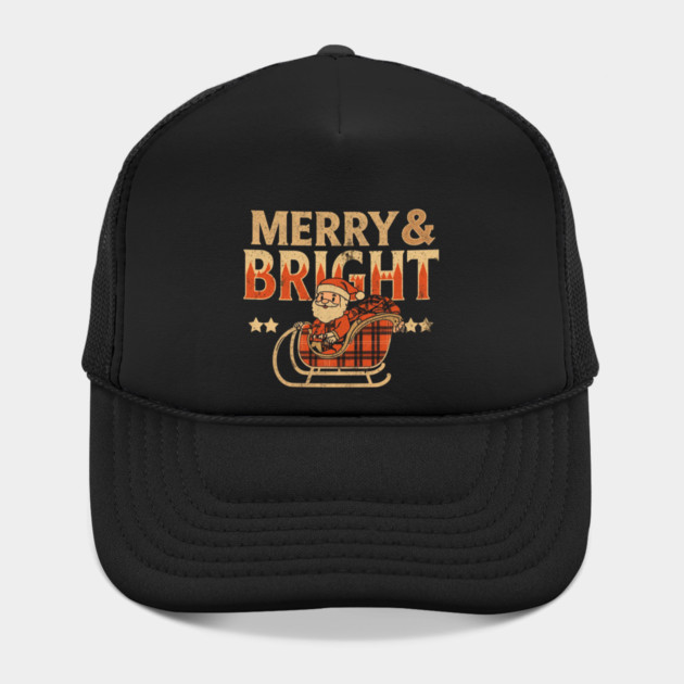 Merry & Bright Retro Sunset Santa Sleigh by Ink Lines