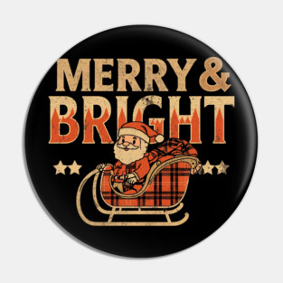 Merry & Bright Retro Sunset Santa Sleigh Pin