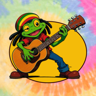 DigiRods Cool Frog Rasta Reggae Guitar Musician Dude Cartoon #2 T-Shirt