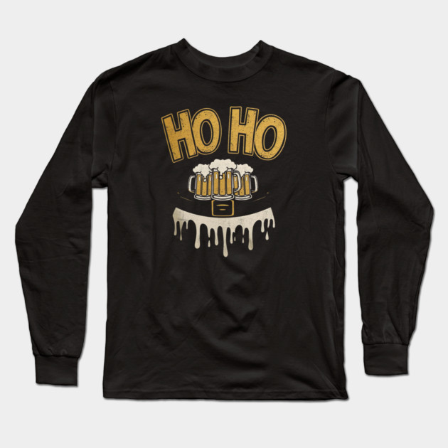 Ho Ho Ho Beer Mugs Christmas Long Sleeve T-Shirt by Ink Lines