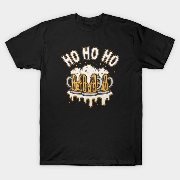 Ho Ho Beer Funny Christmas Drinking T-Shirt by Ink Lines