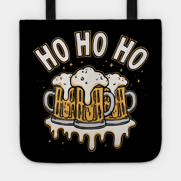 Ho Ho Beer Funny Christmas Drinking Tote by Ink Lines