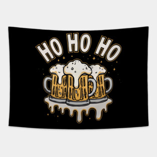 Ho Ho Beer Funny Christmas Drinking Tapestry