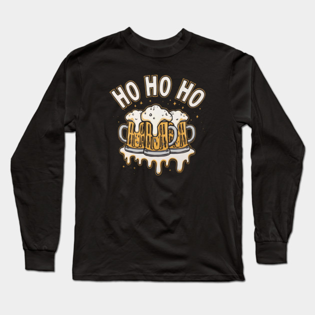 Ho Ho Beer Funny Christmas Drinking Long Sleeve T-Shirt by Ink Lines