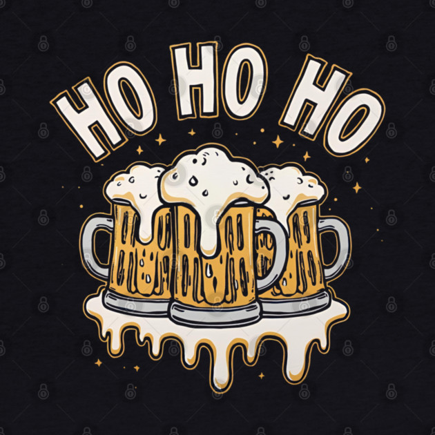Ho Ho Beer Funny Christmas Drinking by Ink Lines