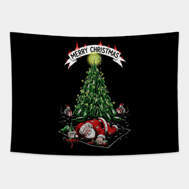 Drunk Santa Claus Tapestry by Dr. Cork