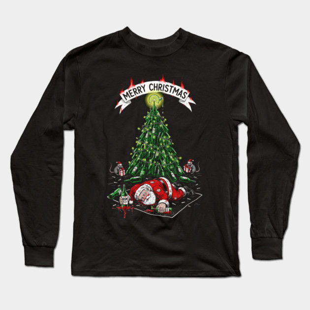 Drunk Santa Claus Long Sleeve T-Shirt by Dr. Cork