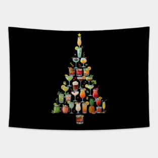 Christmas Tree Cocktails Tapestry