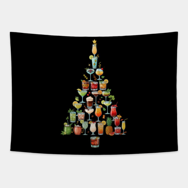 Christmas Tree Cocktails Tapestry by Dr. Cork