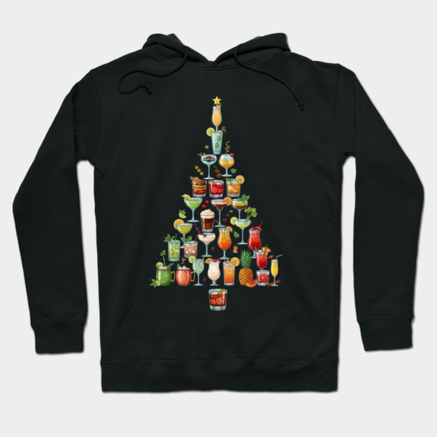 Christmas Tree Cocktails Hoodie by Dr. Cork