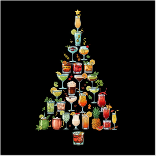 Christmas Tree Cocktails Wall Art by Dr. Cork