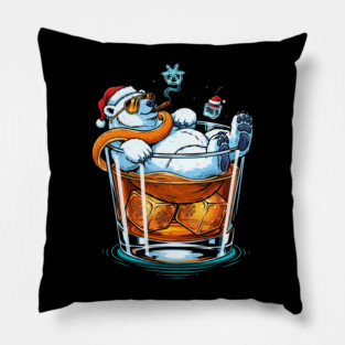 Polar Bear In a Cocktail glass Pillow