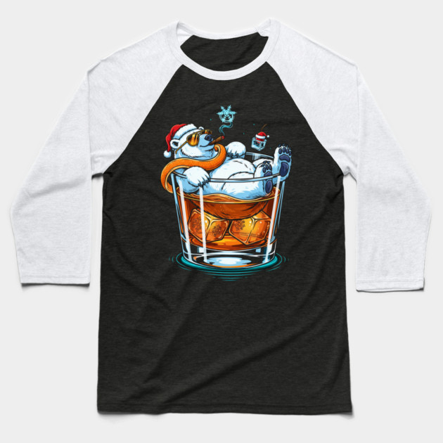 Polar Bear In a Cocktail glass Baseball T-Shirt by Dr. Cork