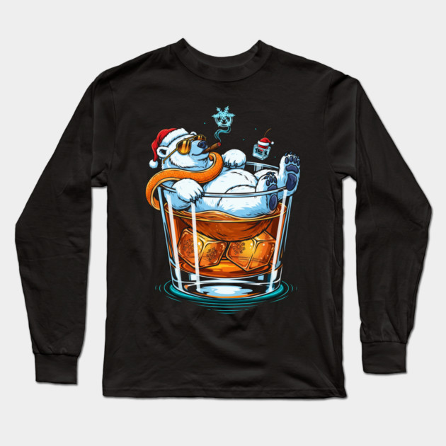 Polar Bear In a Cocktail glass Long Sleeve T-Shirt by Dr. Cork