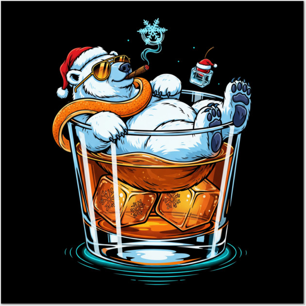 Polar Bear In a Cocktail glass Wall Art by Dr. Cork